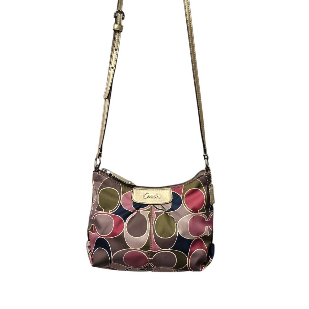 Coach Ashley Scarf Print Y2K Sateen Leather Trim Crossbody Shoulder Bag COA - Picture 13 of 15